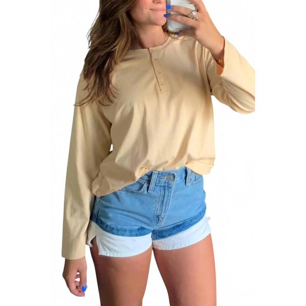 NEW ELLE GREY honey hole long sleeve top in peach